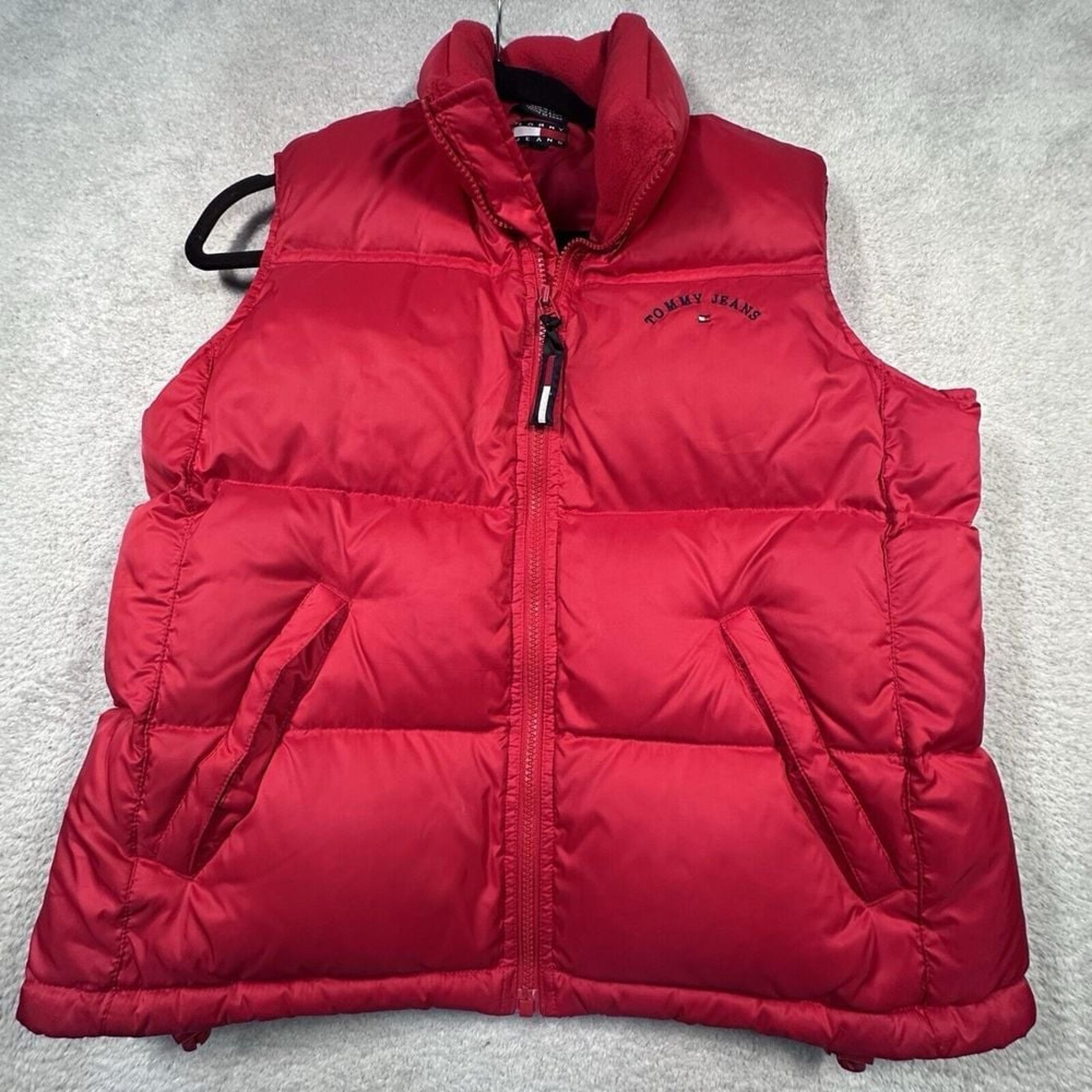 Vintage Y2K Tommy Jeans Hilfiger Down Puffer Vest Women's Large Red