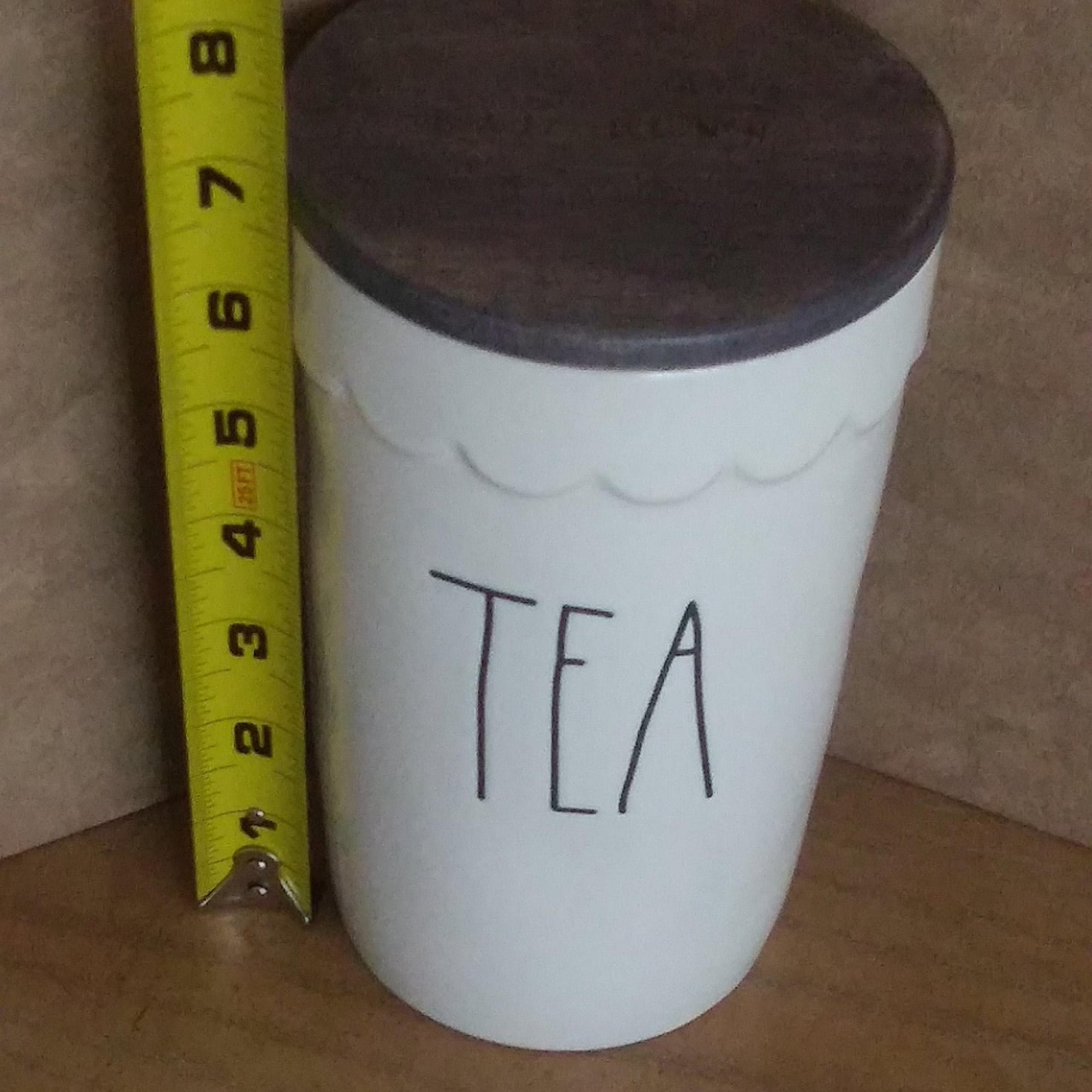 Rae Dunn TEA Mug With Lid 7in Canister Artisans Collection Cup Jug Storage Gift