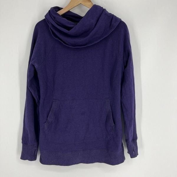 LL Bean Sweatshirt Size Medium Petite Womens Purple Cozy Pullover Cowl Neck Top