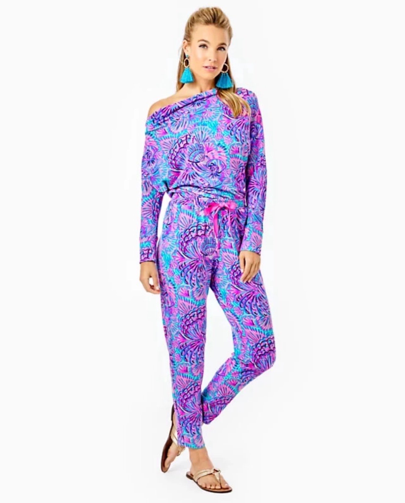 NWT: Lily Pulitzer Sheera One Shoulder Jumpsuit, Turquoise Oasis, Size S