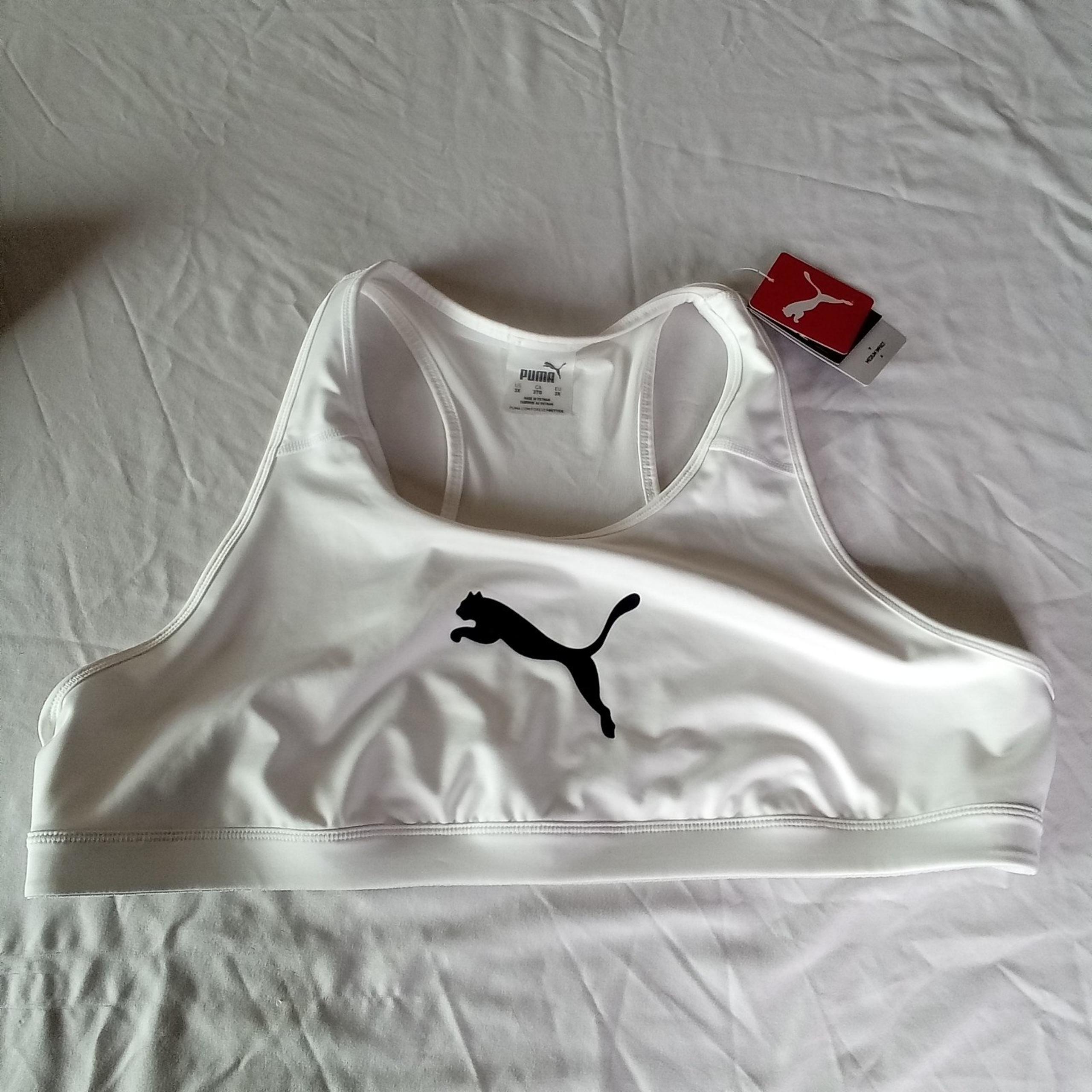 Puma Women's Medium Impact Dry Cell 4Keeps Graphic Sports Bra 3X White NWT