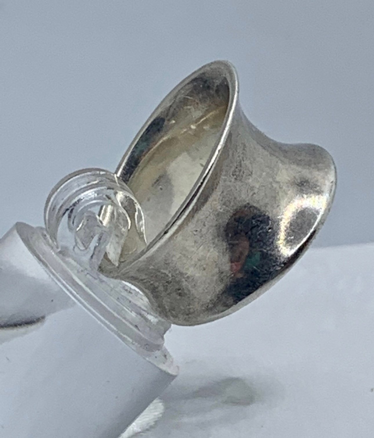 Vintage Sterling Men’s Solid Wedding Band Concave Cigar style