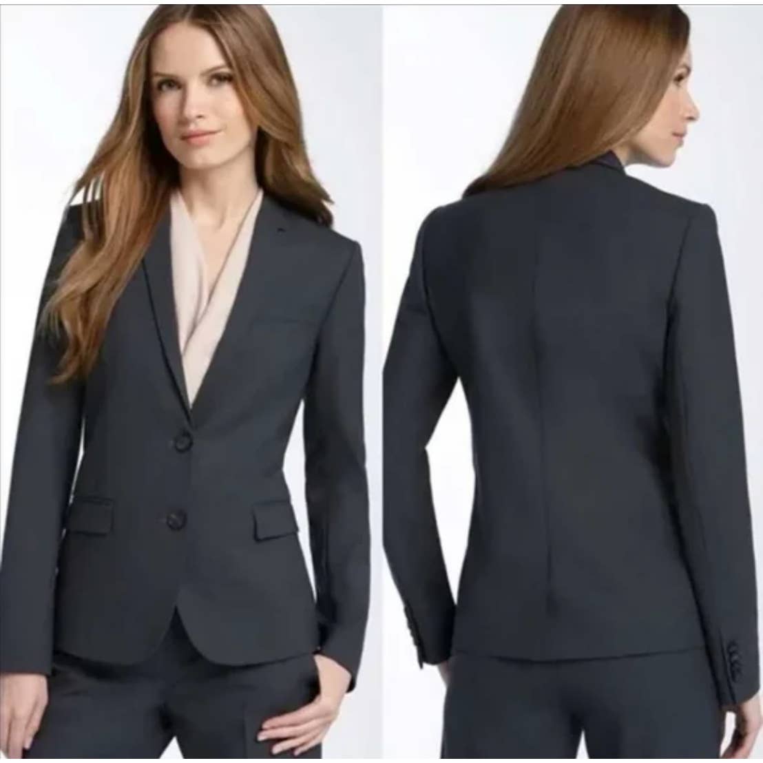 Theory Matelda Tailor Blazer 8 Gray Wool Stretch Jacket Academia Career Work