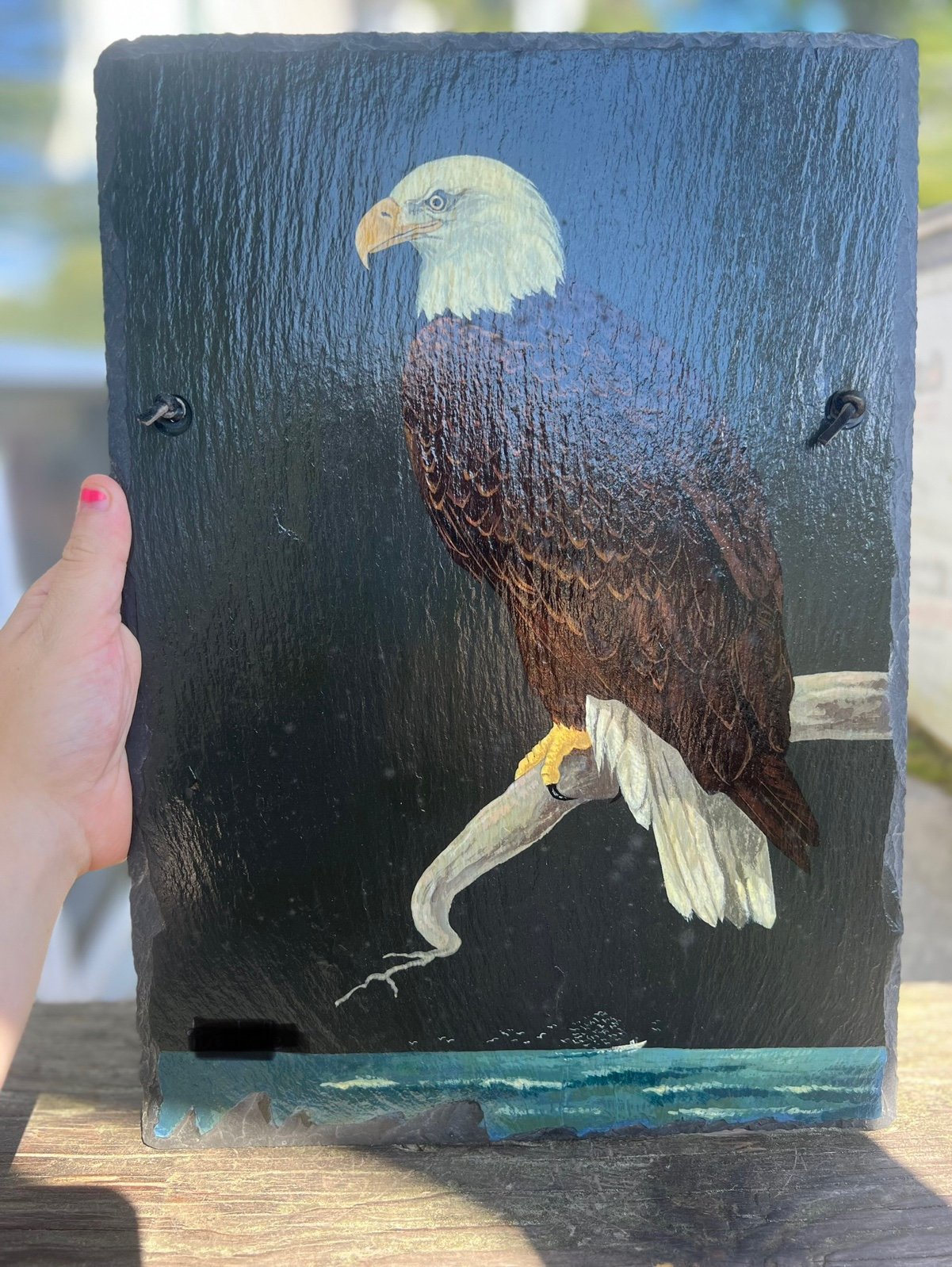 Handpainted bald eagle painting