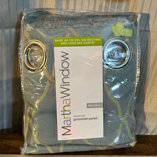 Martha Window grommet panel drape Windsor Wave Basketweave blue New 110