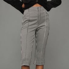 Anthropologie Maeve Gingham Capri Pants Black and White 12
