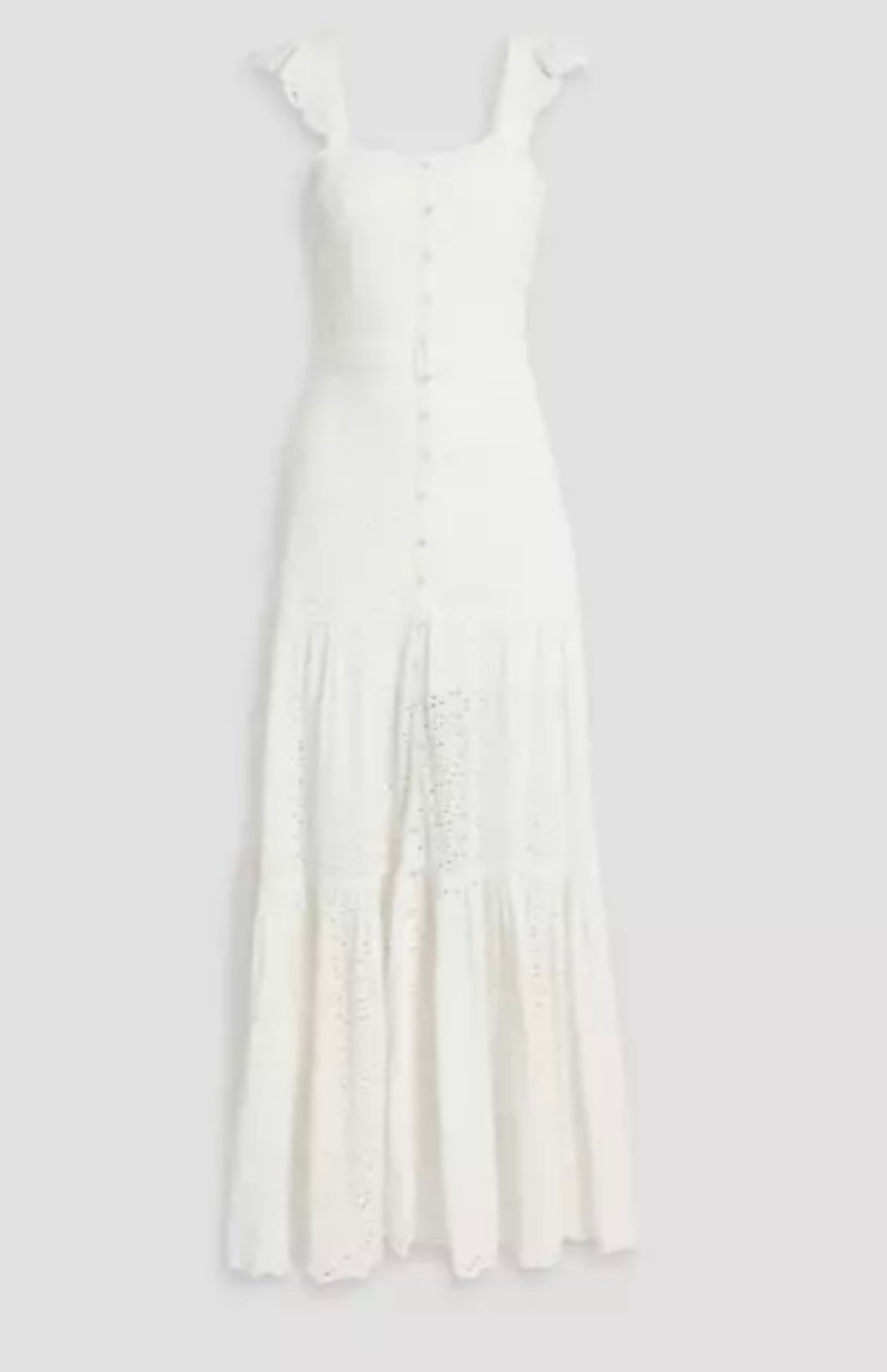 Veronica Beard White Aislin Tiered Broderie Adeline Cotton Maxi Dress Size 10