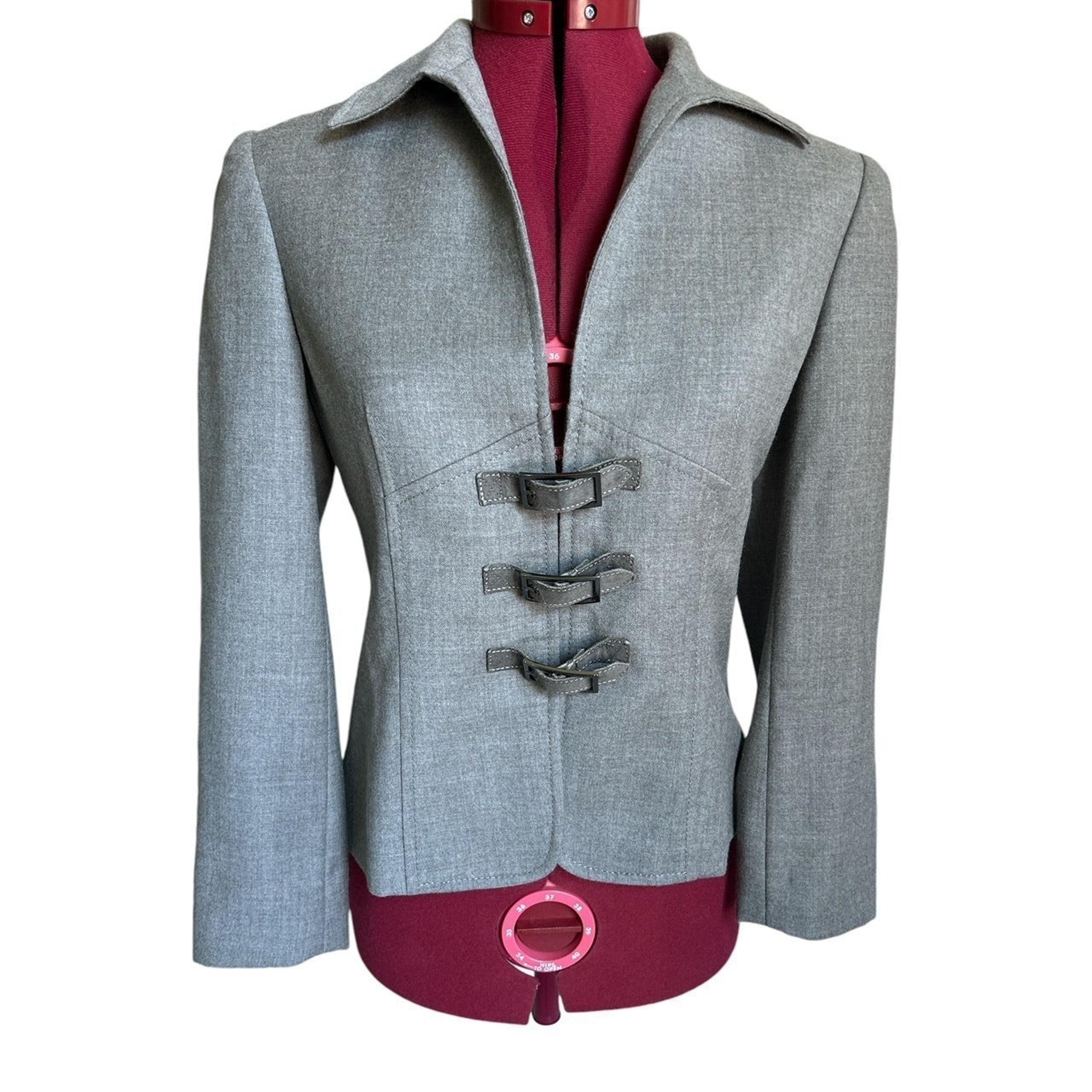 Carlisle Women’s Size 4 100% Wool Blazer Jacket Suede Belt Closures