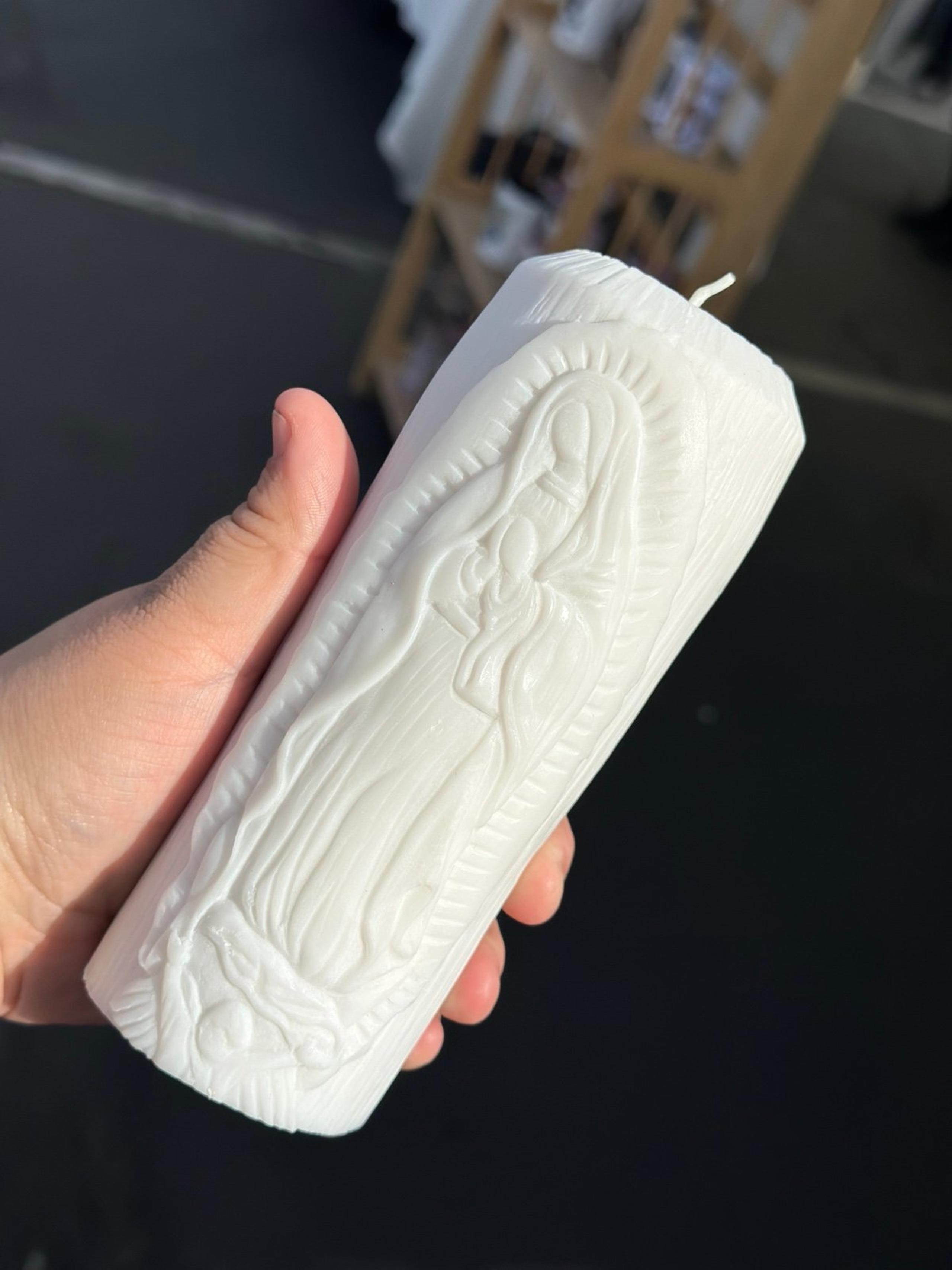 White virgin Mary Pillar Candle