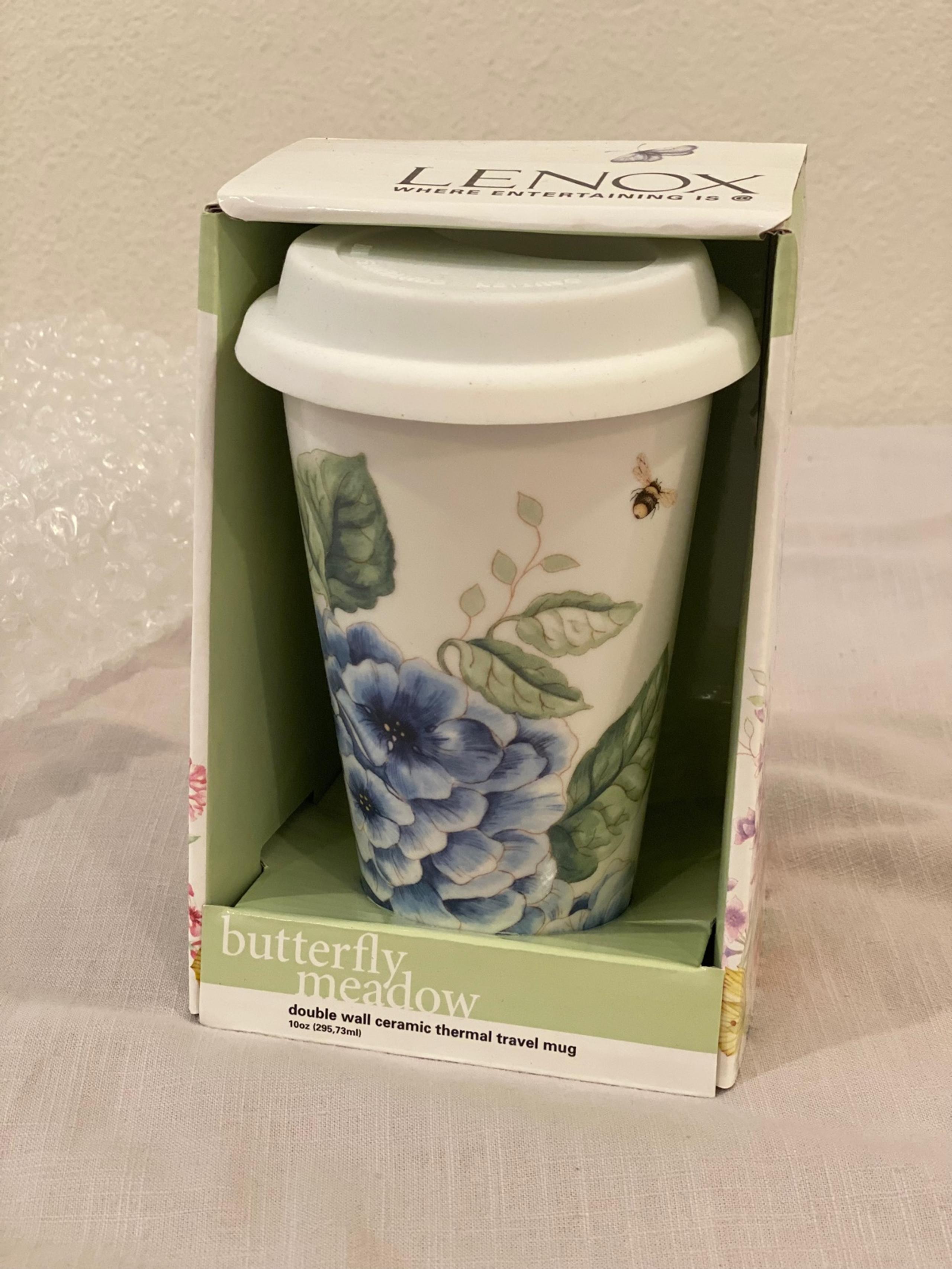 NEW* LENOX Double Wall Ceramic Thermal Travel Mug, 10oz