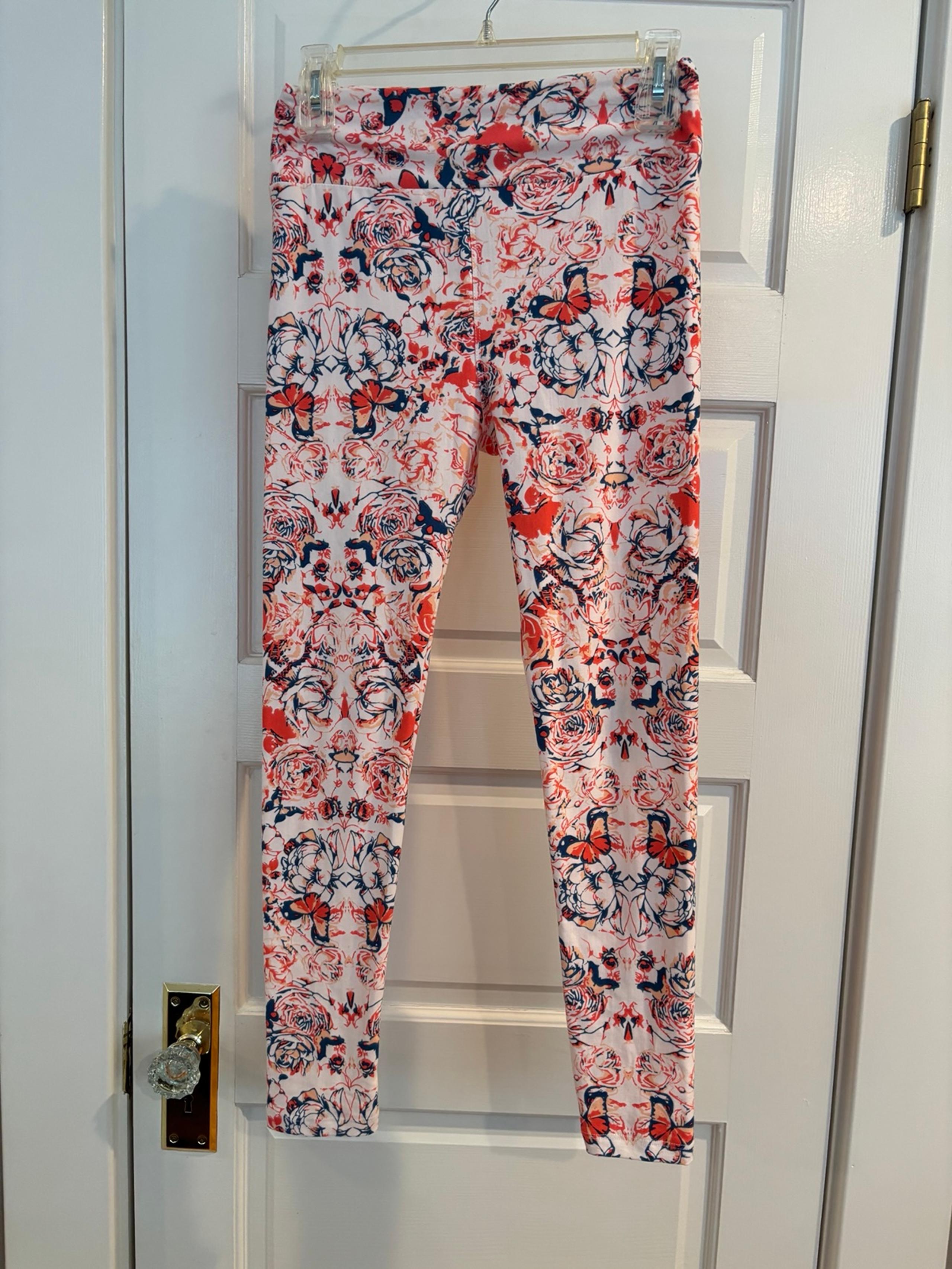 LuLaRoe Pink and Blue Floral Leggings