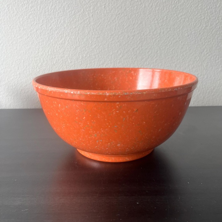 Miramar of California Orange Confetti Bowl #9 // Vintage Melmac 9 in Mixing Bowl
