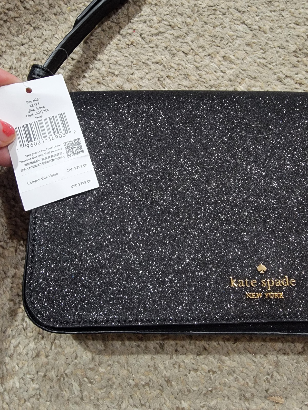 Kate Spade Black Glitter Purse