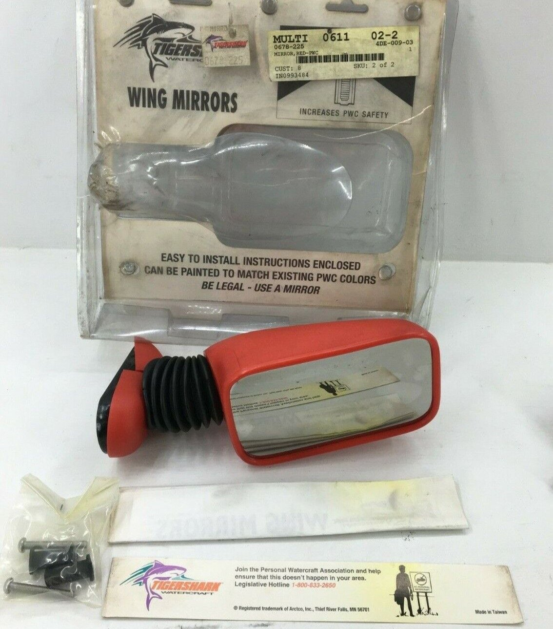 TIGERSHARK PWC 0678-225 RED WING MIRROR LEFT / RIGHT HAND SIDE NOS OEM PART