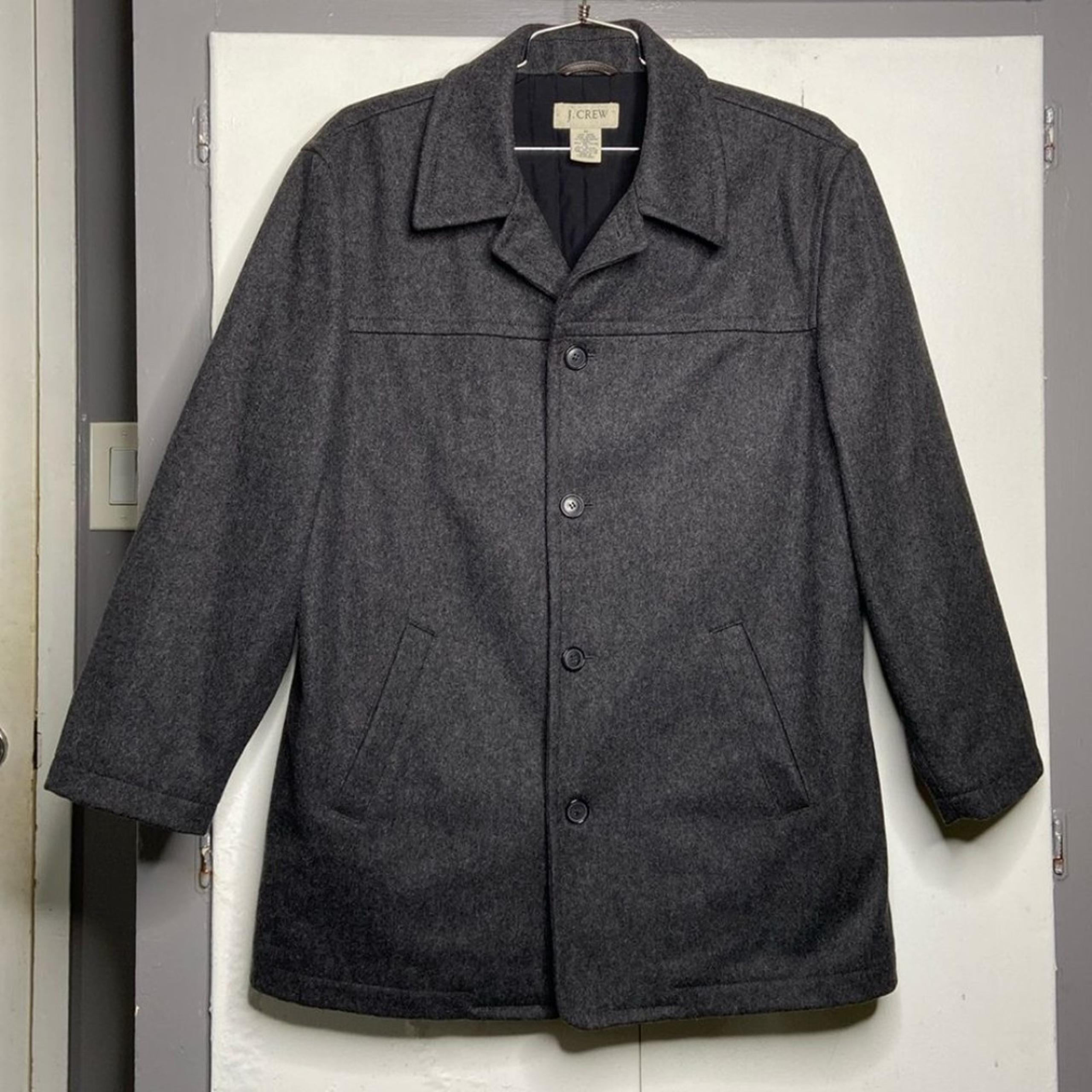 J Crew Mens Peacoat university jacket Size Medium Gray Wool Blend Preppy Classic
