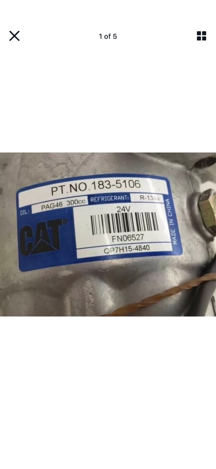 Genuine Caterpillar Compressor 183-5106 NOB Genuine Heavy Equipment Replacement