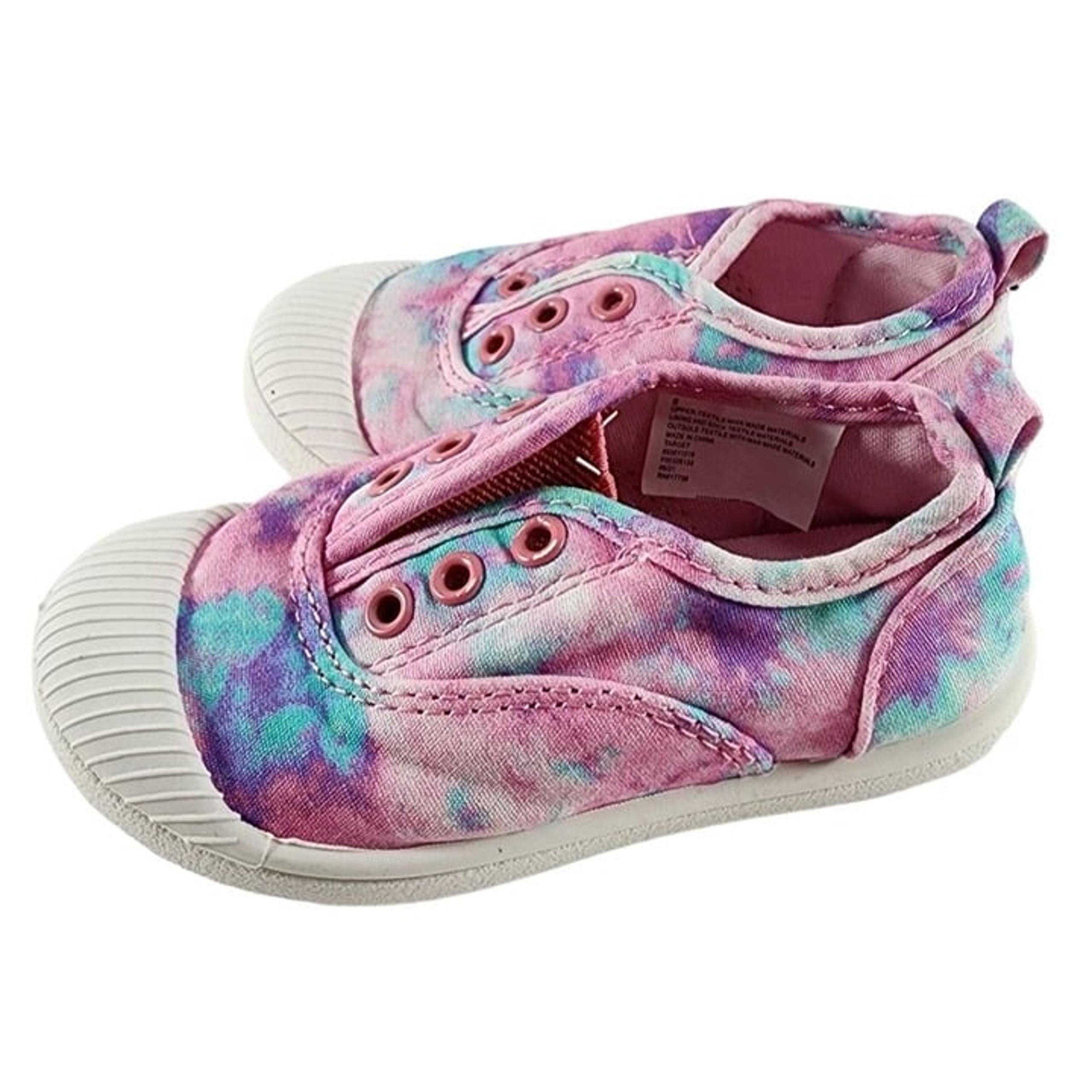 Baby Girls' Cat & Jack Tie Dye Slip-on Sneakers Size 6 Pink/Purple/Blue Toddler