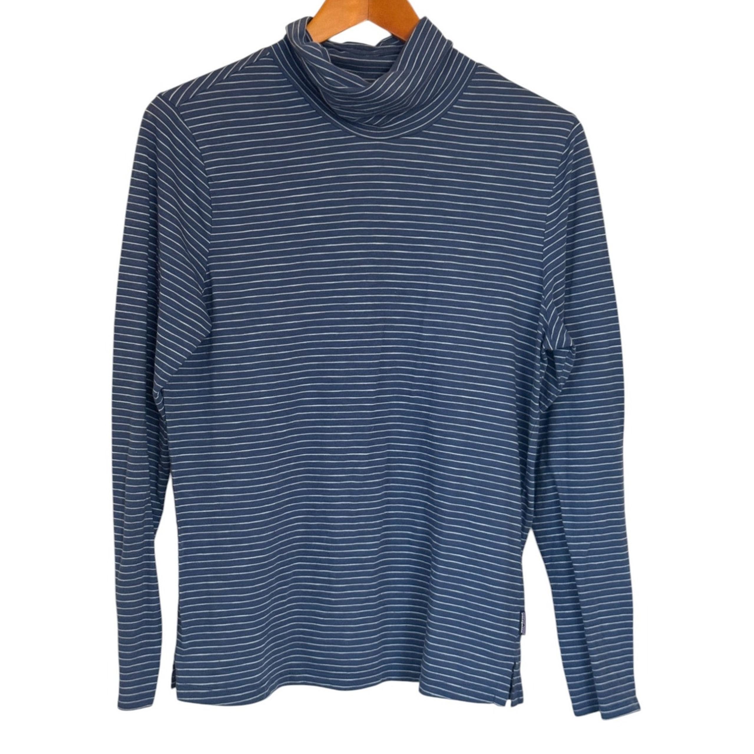 Patagonia Turtleneck Women M Blue Stripe Gorpcore Trail Hiking Outdoor Camping