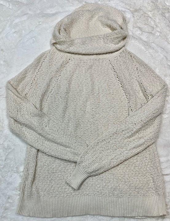 Free People Cowl Neck By Your Side Sweater In Creme Size XS