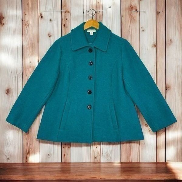 Appleseed's Petites Women’s Teal Sapphire Wool Pea Coat Size 10P