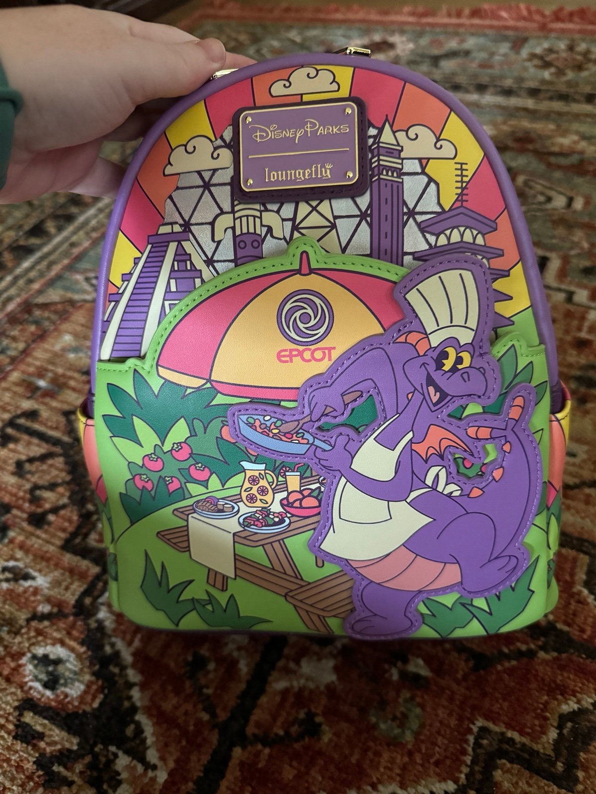Disney Parks 2024 EPCOT Food and Wine Festival Figment Backpack Loungefly