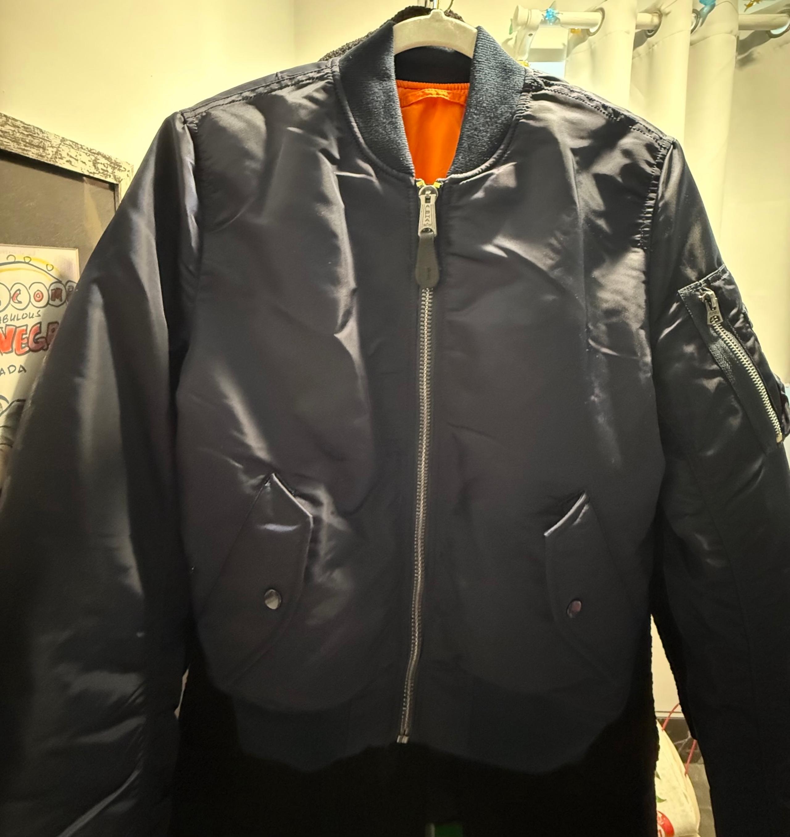 NWOT UNISEX - NAVY BLUE - SIZE XS SLIM FIT - BOMBER JACKET - NEVER WORN
