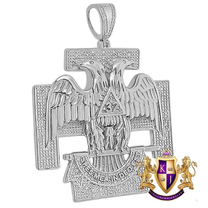 100% Real Genuine Diamond 0.60 Ct. 32 Degree Scottish Rite Masonic Charm Pendent
