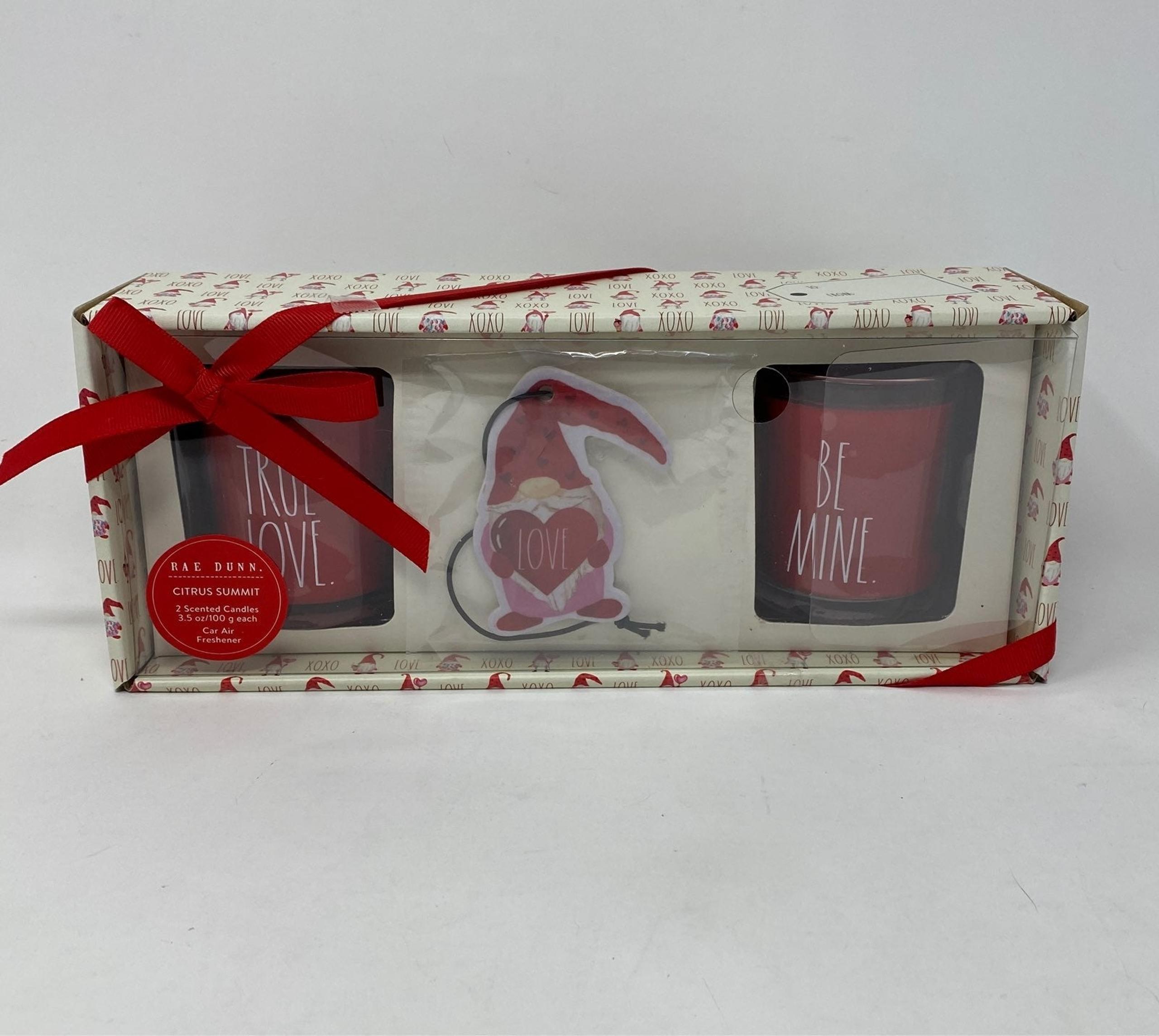 Rae Dunn.TRUE LOVE. BE MINE. Scented Candle & LOVR GNOME  Air Freshener Gift Set