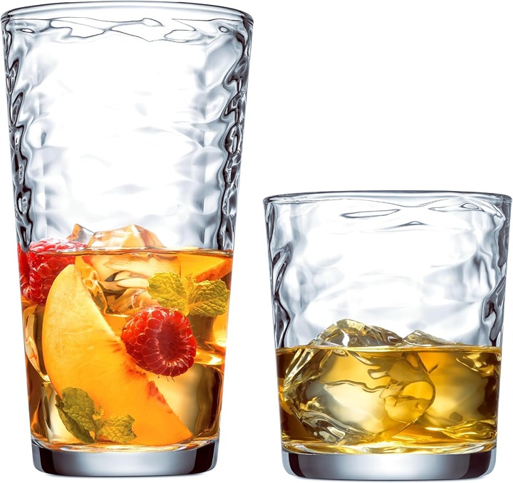 Glasses Set Of 16 8-17 oz Highball Glasses 8-13 oz. Rocks Glas