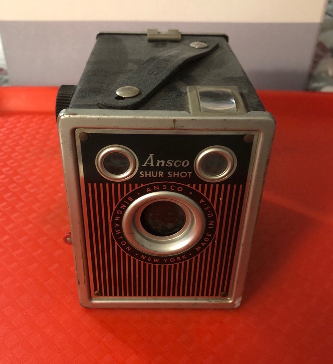 Vintage camera Ansco shur shot box 120 film Binghamton 40-50s estate sale item