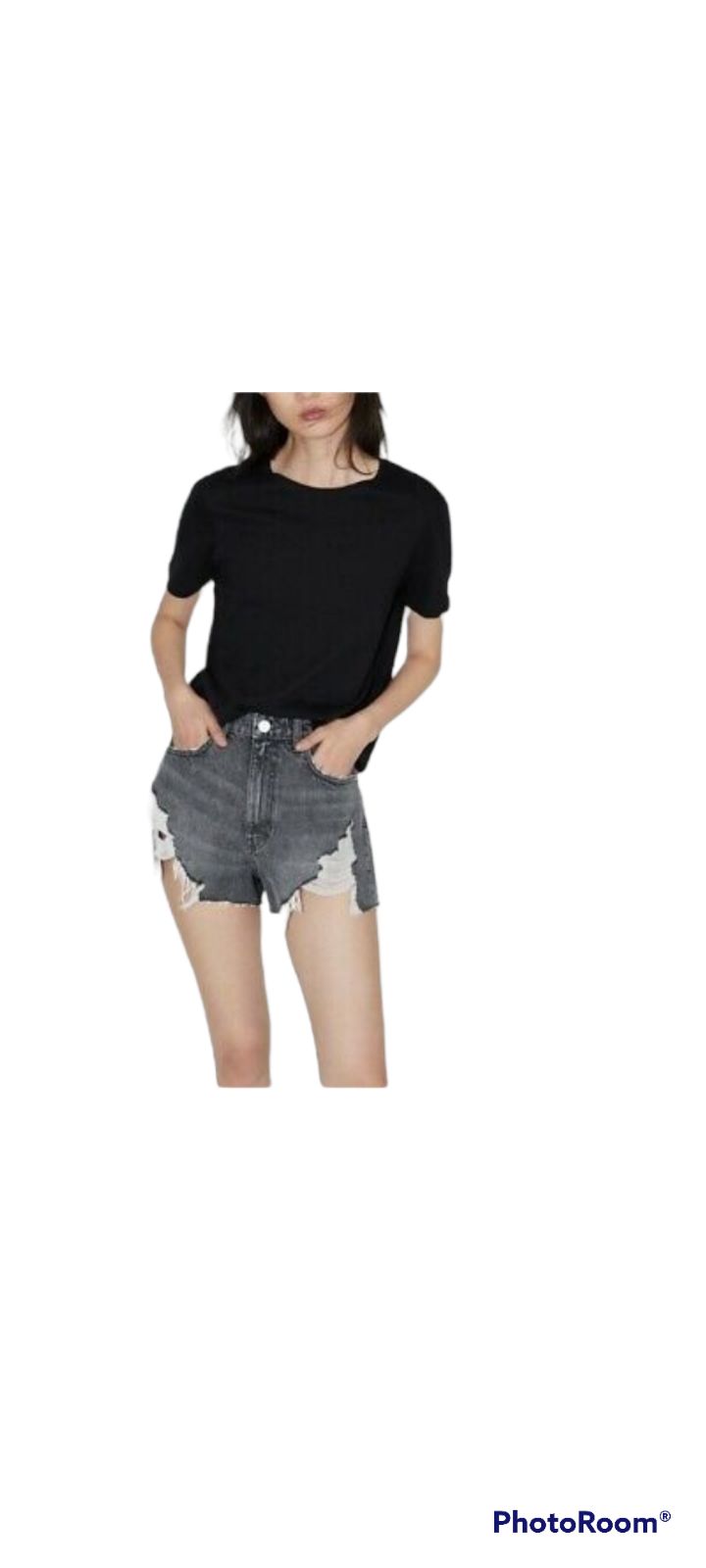 Zara gray hi- rise frayed shorts with slits