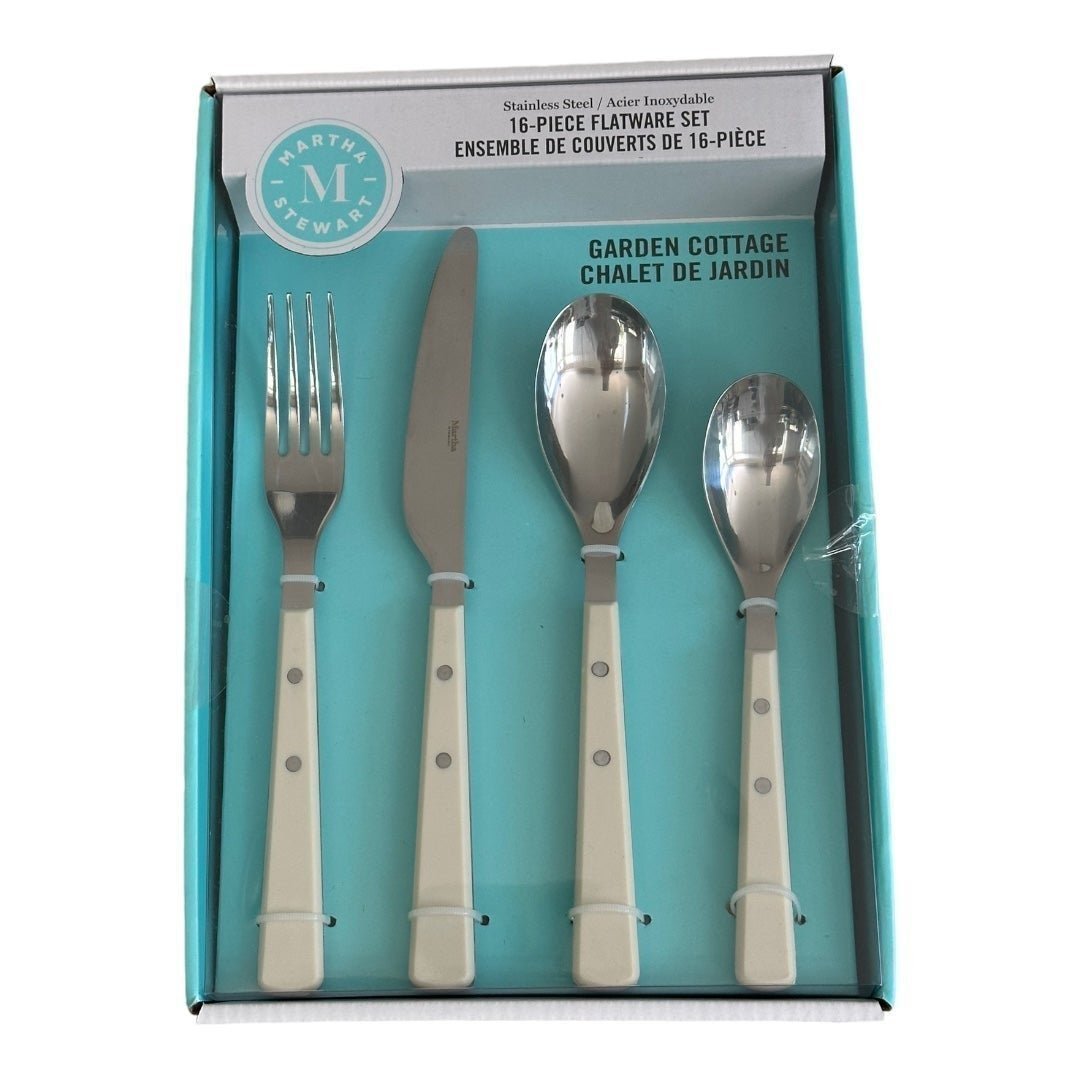New Martha Stewart Garden Cottage 16pc Stainless Steel Flatware Set