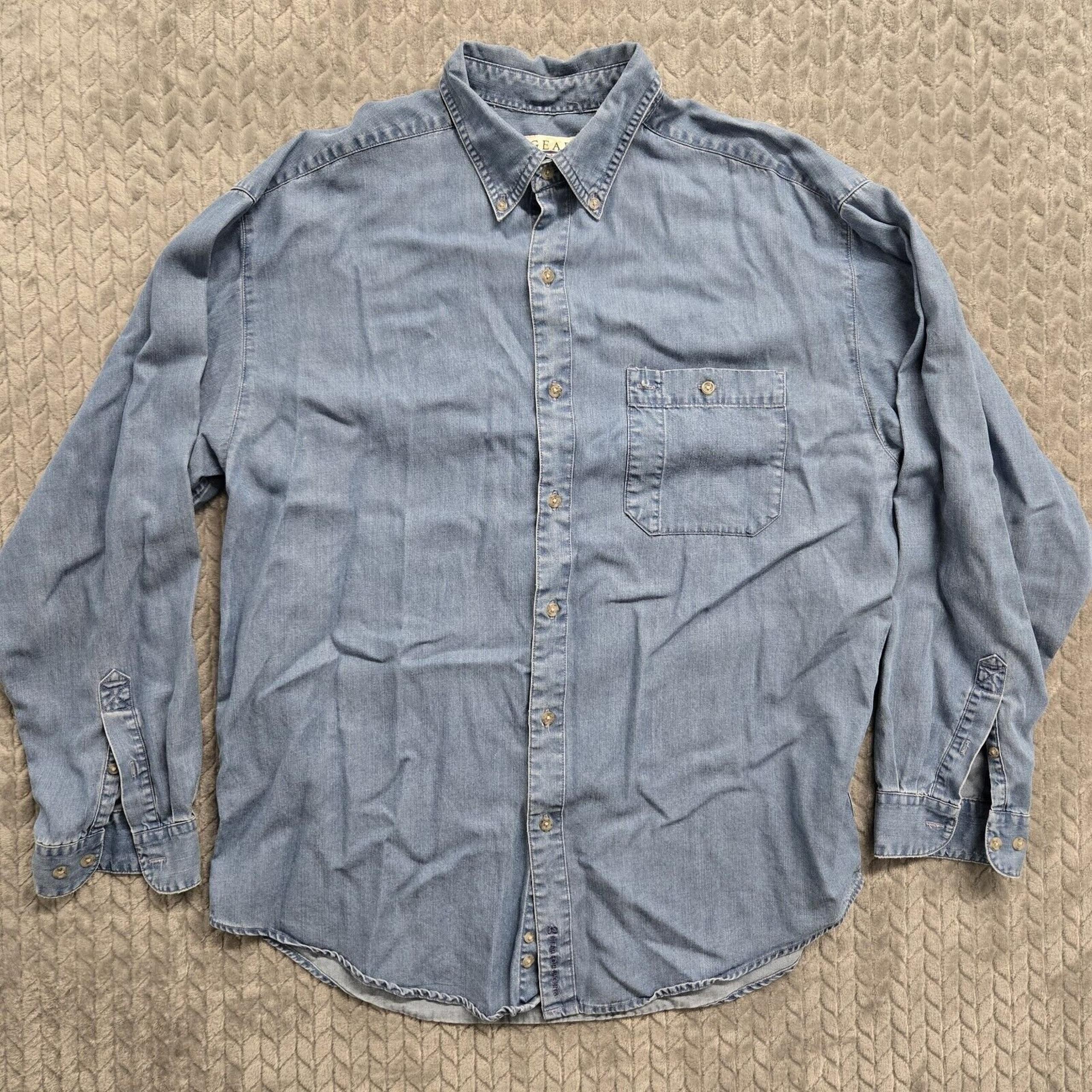 Gear For Sports Mens Large Blue Chambray Button Down Shirt Nortel Networks