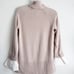 Design History Cashmere Wool Turtleneck Pullover Sweater Beige Fringe Shirt Cuff