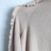 Design History Cashmere Wool Turtleneck Pullover Sweater Beige Fringe Shirt Cuff