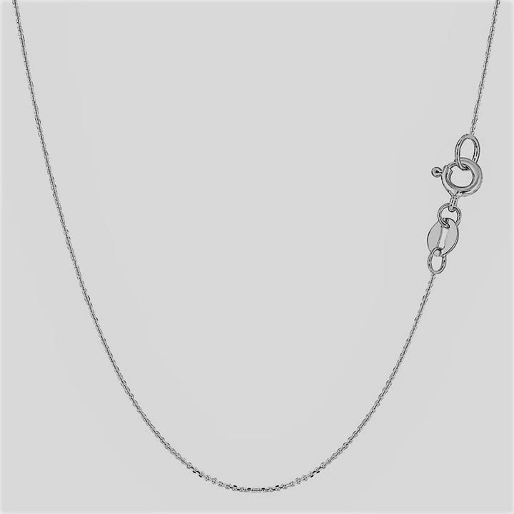 14k Solid White Gold 0.7mm Cable Necklace 14