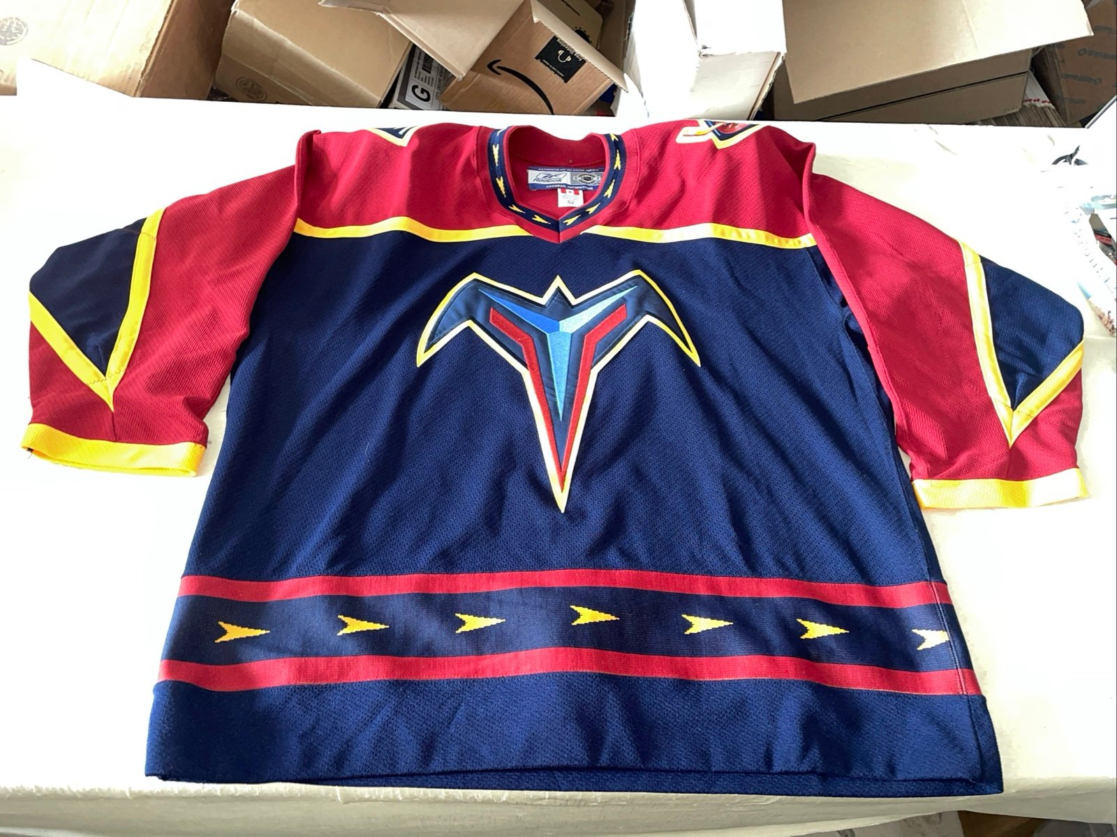 Authentic Atlanta Thrashers Reebok 6100 Jersey Blue Clean Mic Mens 52 Air Knit