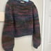 Vintage Handknit Women M Lauren Hansen Wool Blend Wide Sleeve Multicolor Sweater