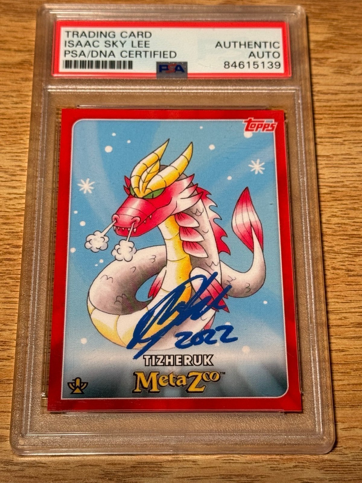Tizheruk 2022 MetaZoo Topps Card #68 PSA Authentic Auto Isaac Sky Lee Signed