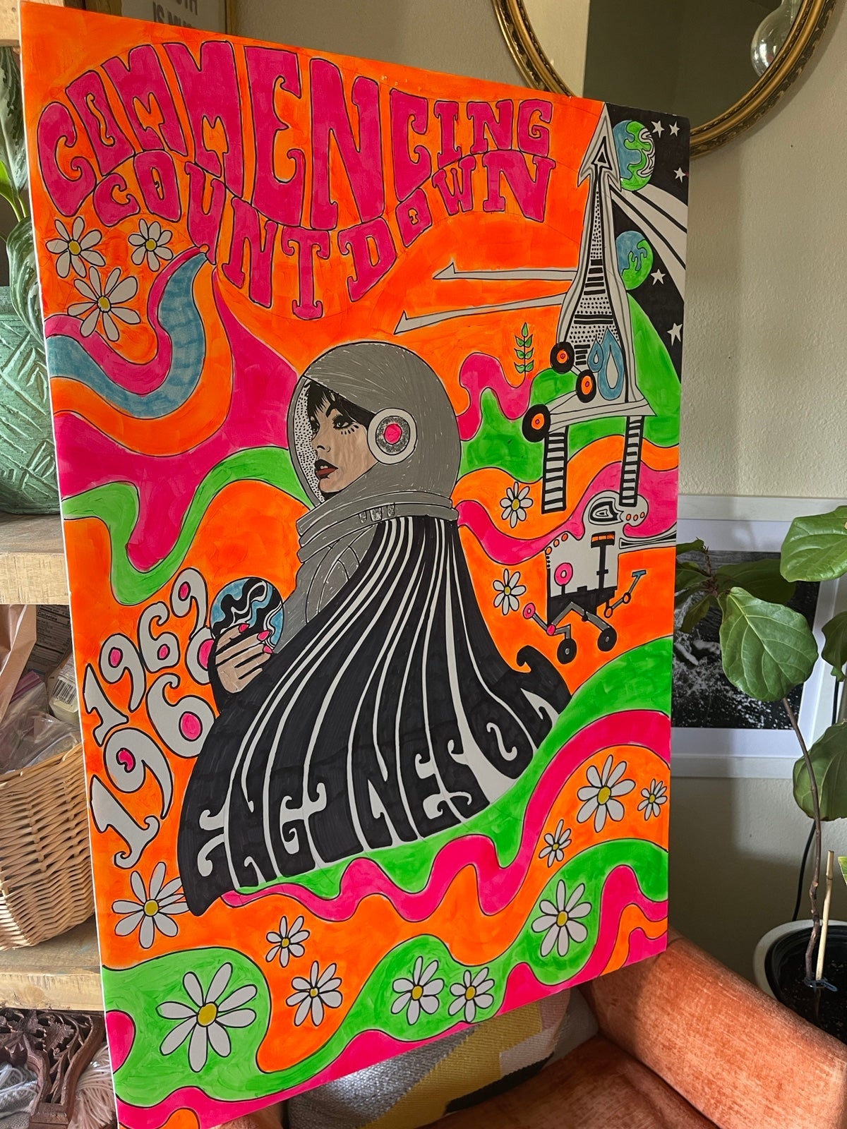24x36” Foam Core Black Light David Bowie Inspired Wall Art painting
