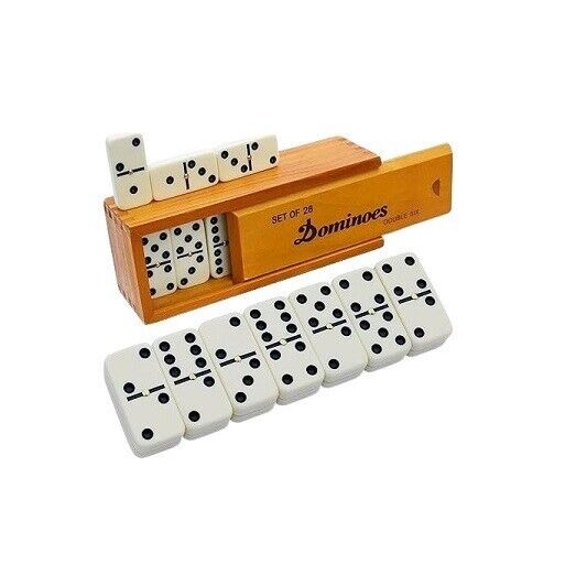 Game Set Dominoes Dominos For Adults Double 6 Family Wooden Case
