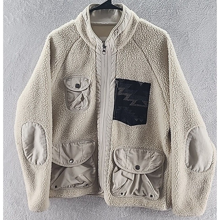 SUN + STONE Men's Reano Mixed Media Sherpa Pile Field Jacket Size Large