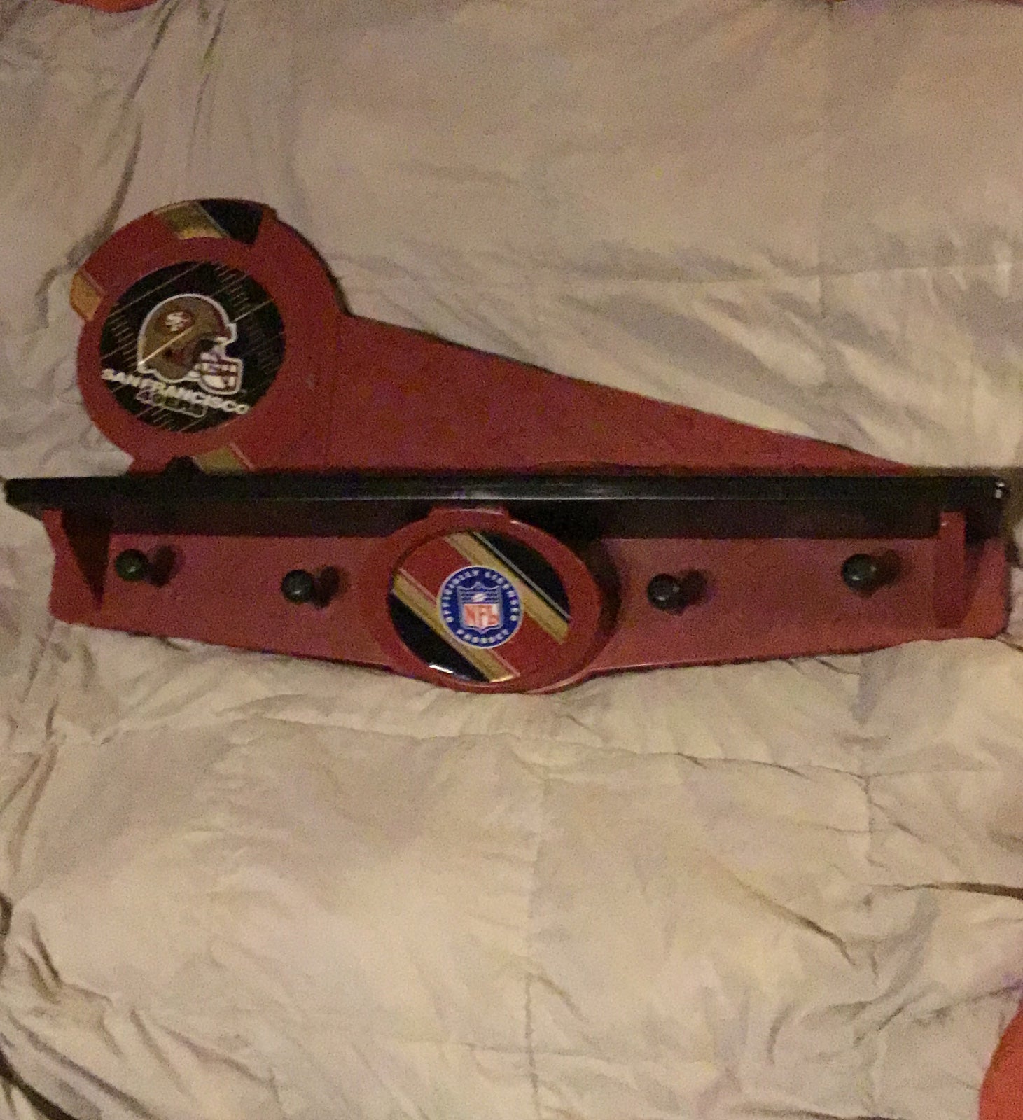 Vintage very Rare San Francisco 49ers wall Hanging shelf and coat hanger 1997