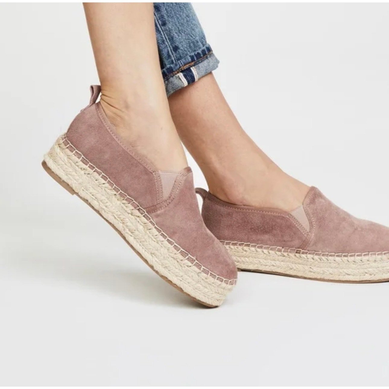 Sam Edelman Carrin Platform Pink Blush Suede Jute Shoes Size 9