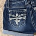 Rock Revival Womens Shorts size 27 Denim Blue Jean Cuffed Western Flap Pockets