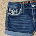 Rock Revival Womens Shorts size 27 Denim Blue Jean Cuffed Western Flap Pockets