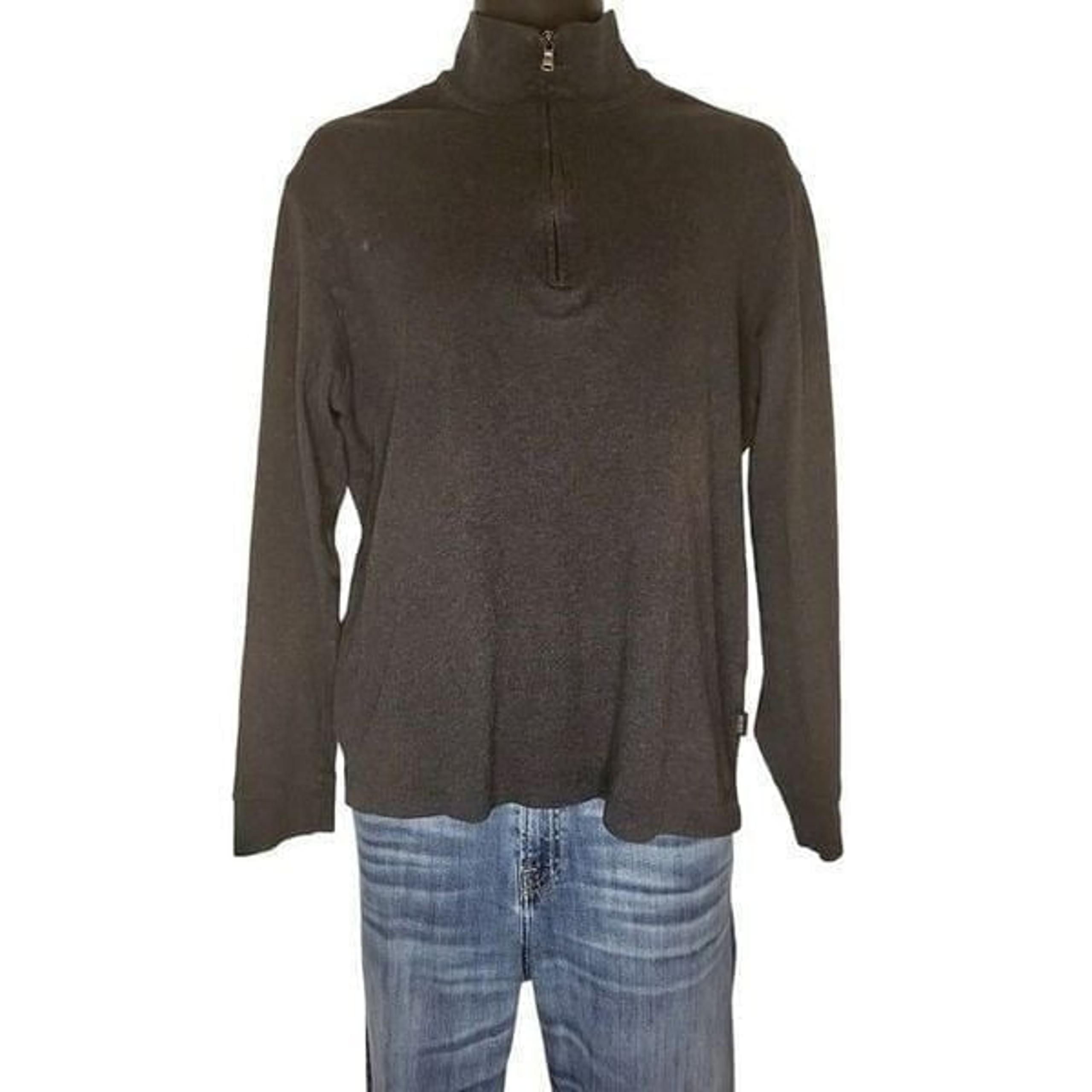 Hugo Boss Mock Neck Pullover Men Sz L Regular Fit Long Sleeve Pima Cotton 1/4 Zi
