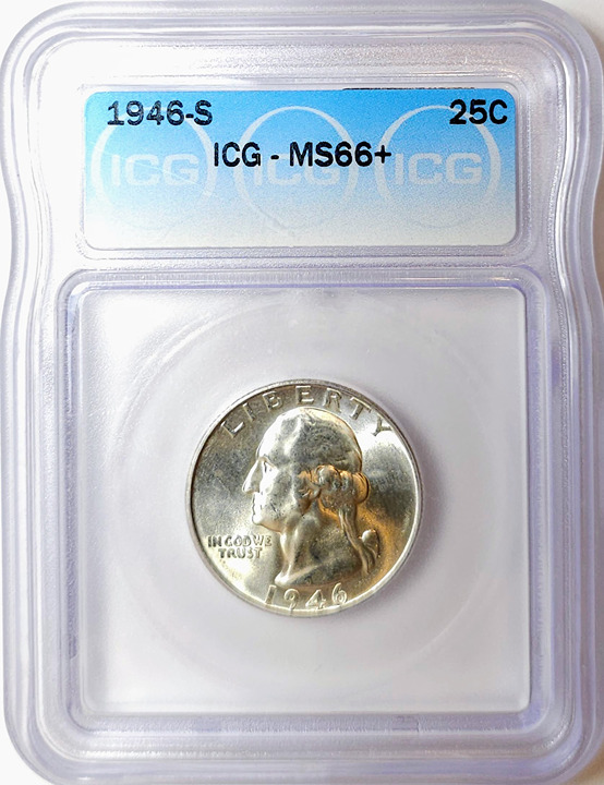 1946-S Washington Quarter 25c - ICG MS66+ PCGS Price Guide 90.00