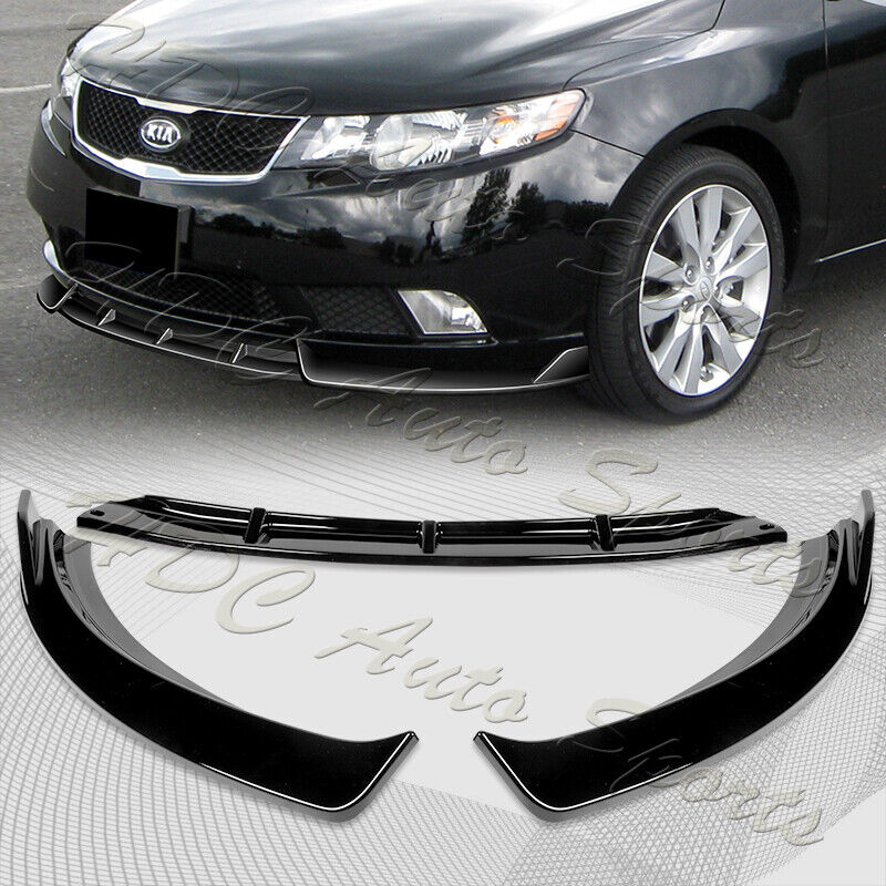 For 2010-2013 Kia Forte STP-Style Painted BLK Front Bumper Splitter Spoiler Lip