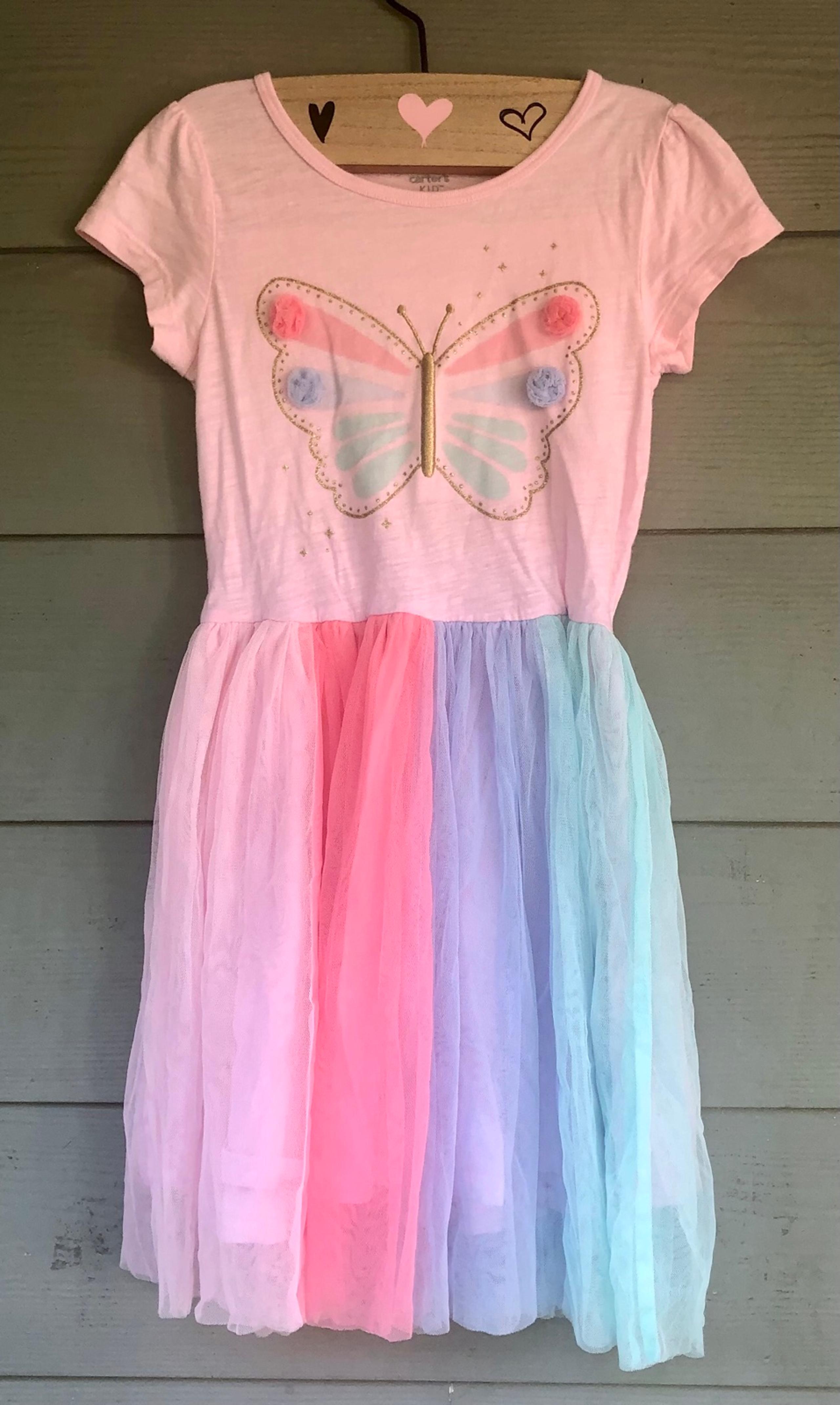 Carter’s Rainbow Dress Tulle Butterfly Size 10 Cotton